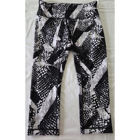 Lululemon Static‎ Mist White Black Wunder Under Crop III Leggings Size - Picture 2 of 7